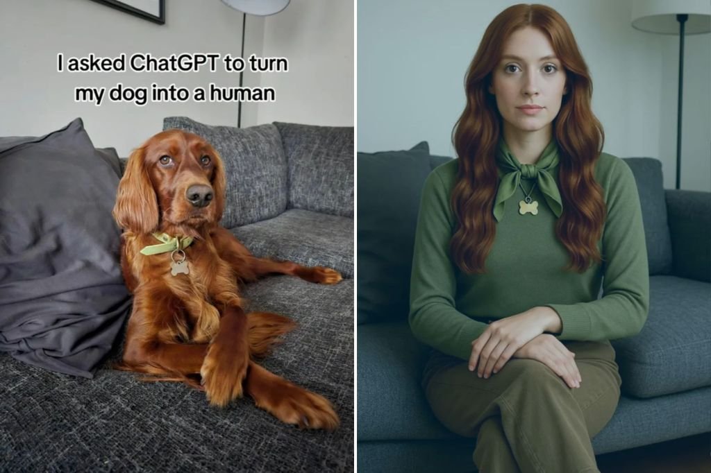 An Irish setter turned human via AI.