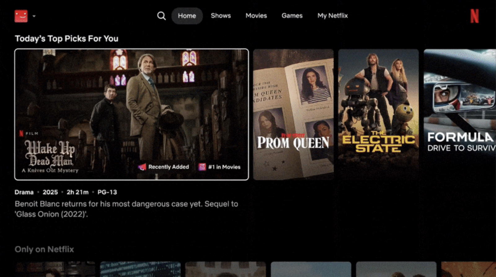 a screenshot of a new Netflix homepage