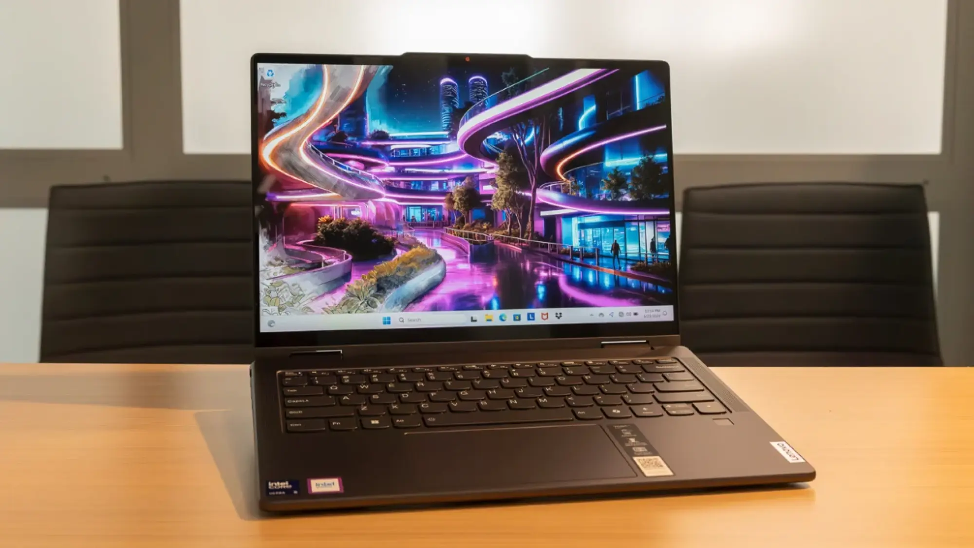 Lenovo Yoga 7i laptop on wooden table