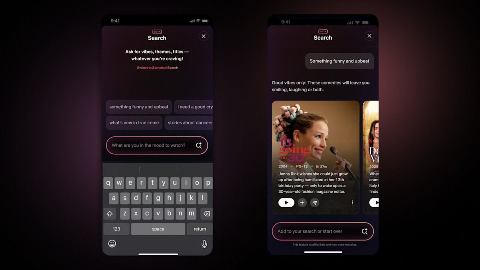 preview of netflix vertical video feed