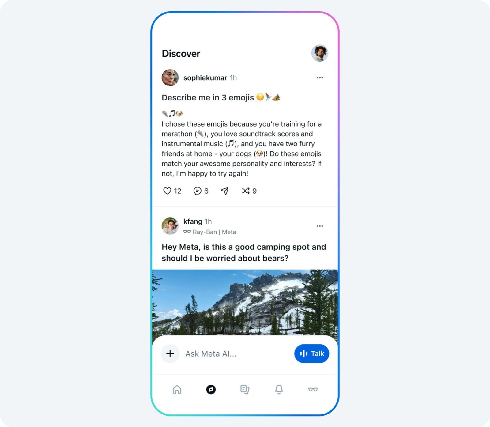 Image of Meta AI app Discover Feed