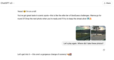 a screenshot of chatgpt with a prompt for a reverse location search