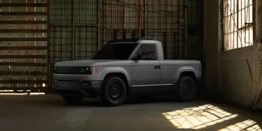 slate electric truck in industrial building